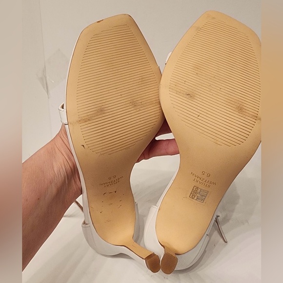 Stuart Weitzman Amelina Sandals Women’s White Ankle Strap Heels Size 6.5 - Picture 11 of 13